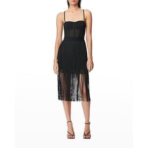 Herv� L�ger 'Transparent' Black Bustier Fringe D Size XS